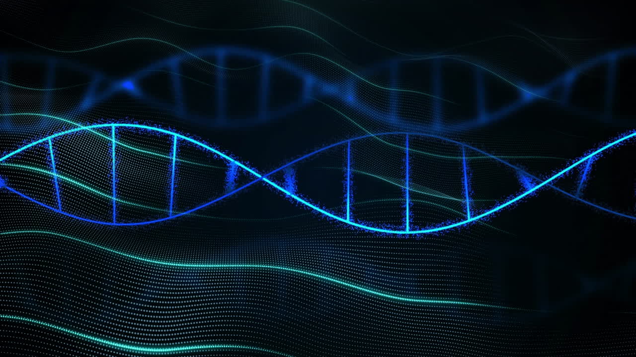 DNA strand processing with binary coding, scientific data animation in progress
