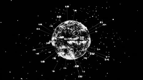animación del globo de la red de conexiones girando contra un fondo negro
