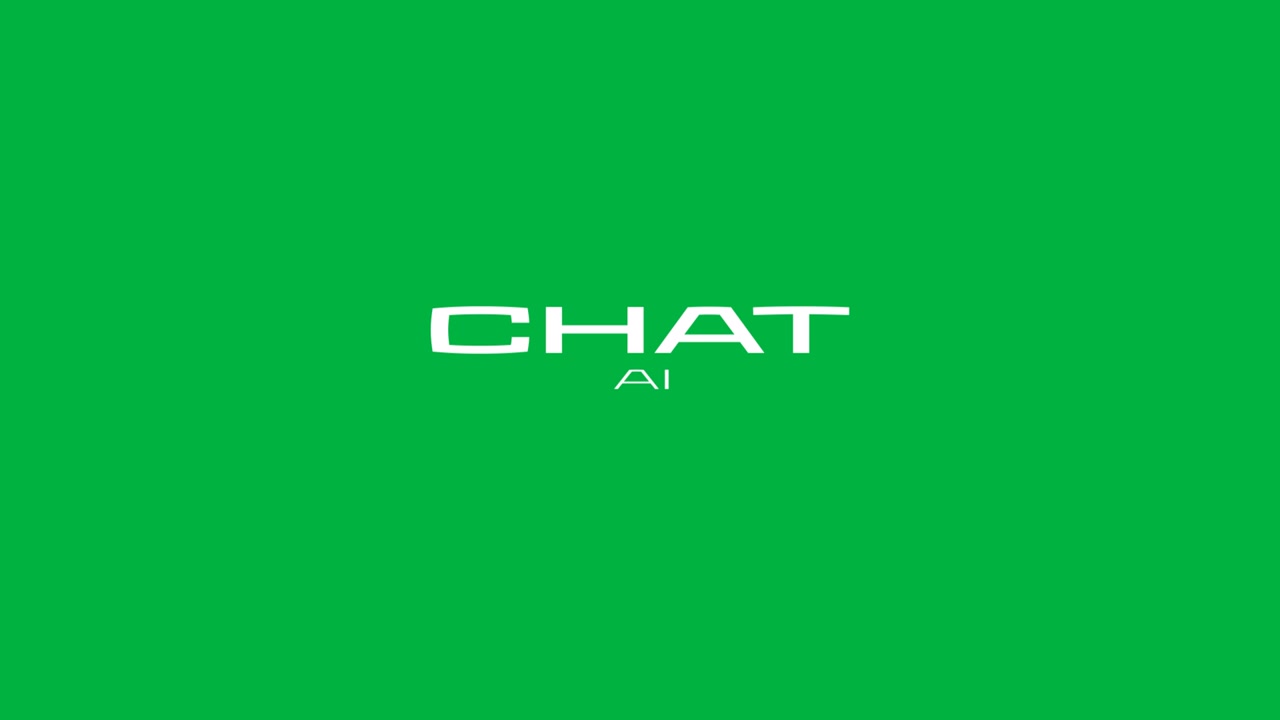 Animazione di testo di chat AI su sfondo trasparente