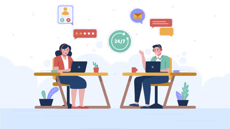 an animation of flat customer service week illustration