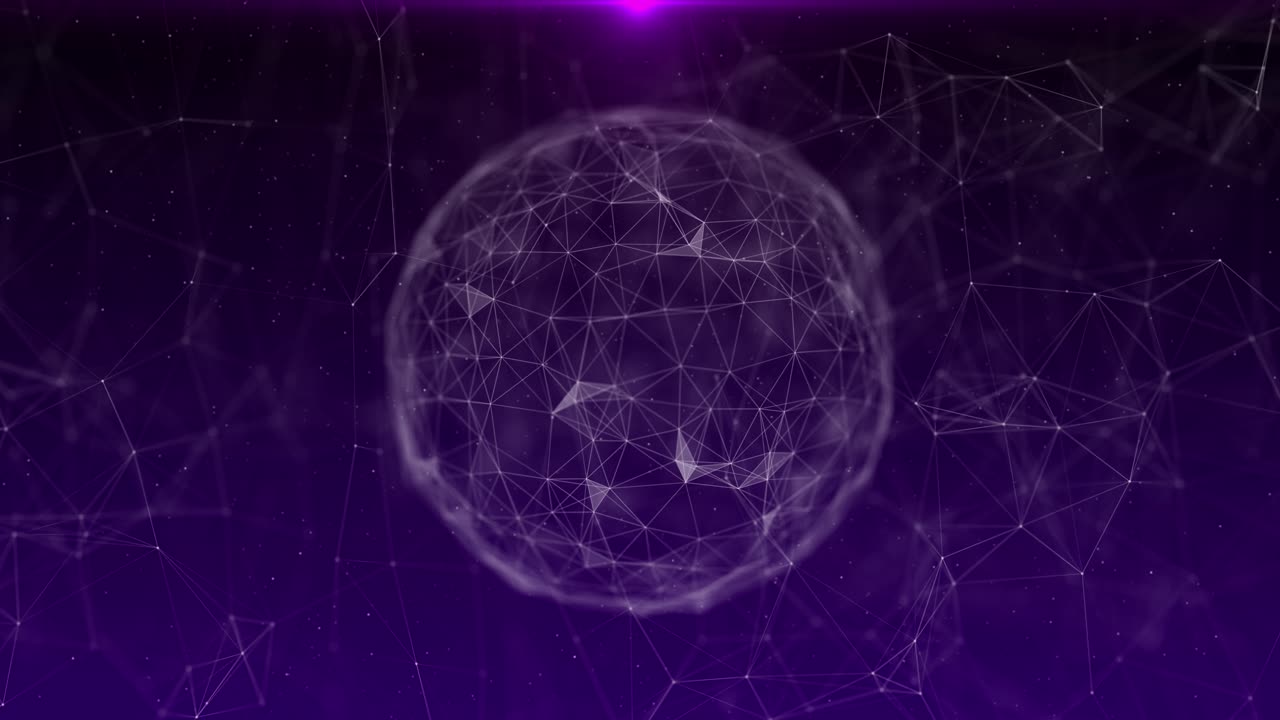 Animazione 3D astratta di sfera a plesso futuristica, animazione di globo terrestre tecnologico rotante, sfera.