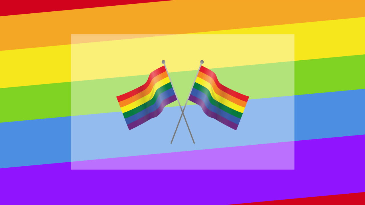 animación de banderas del arco iris sobre rayas del arco iris