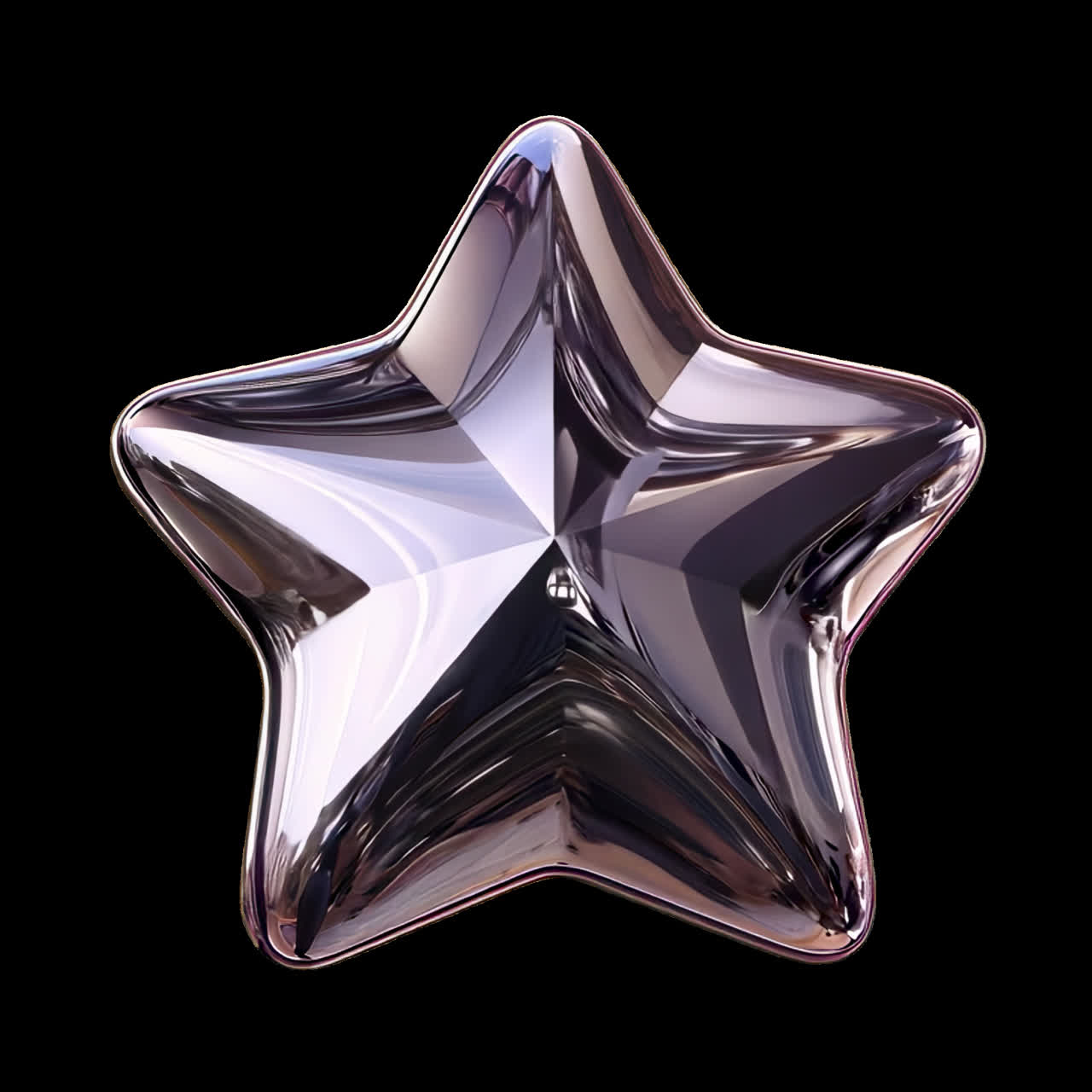 Shiny metallic star icon animation isolated asset, transparent 4K video, alpha channel, ProRes 4444