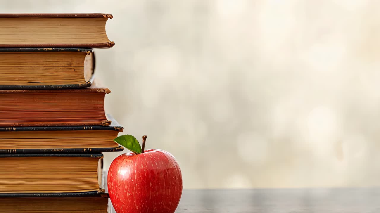 Books and Apple Still Life