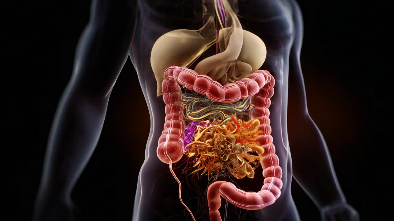 Detailed Visualization of the Human Digestive System Highlighting Functional Anatomy and Interconnected Organs for Educational Purposes in Health Sciences and Biology Studies