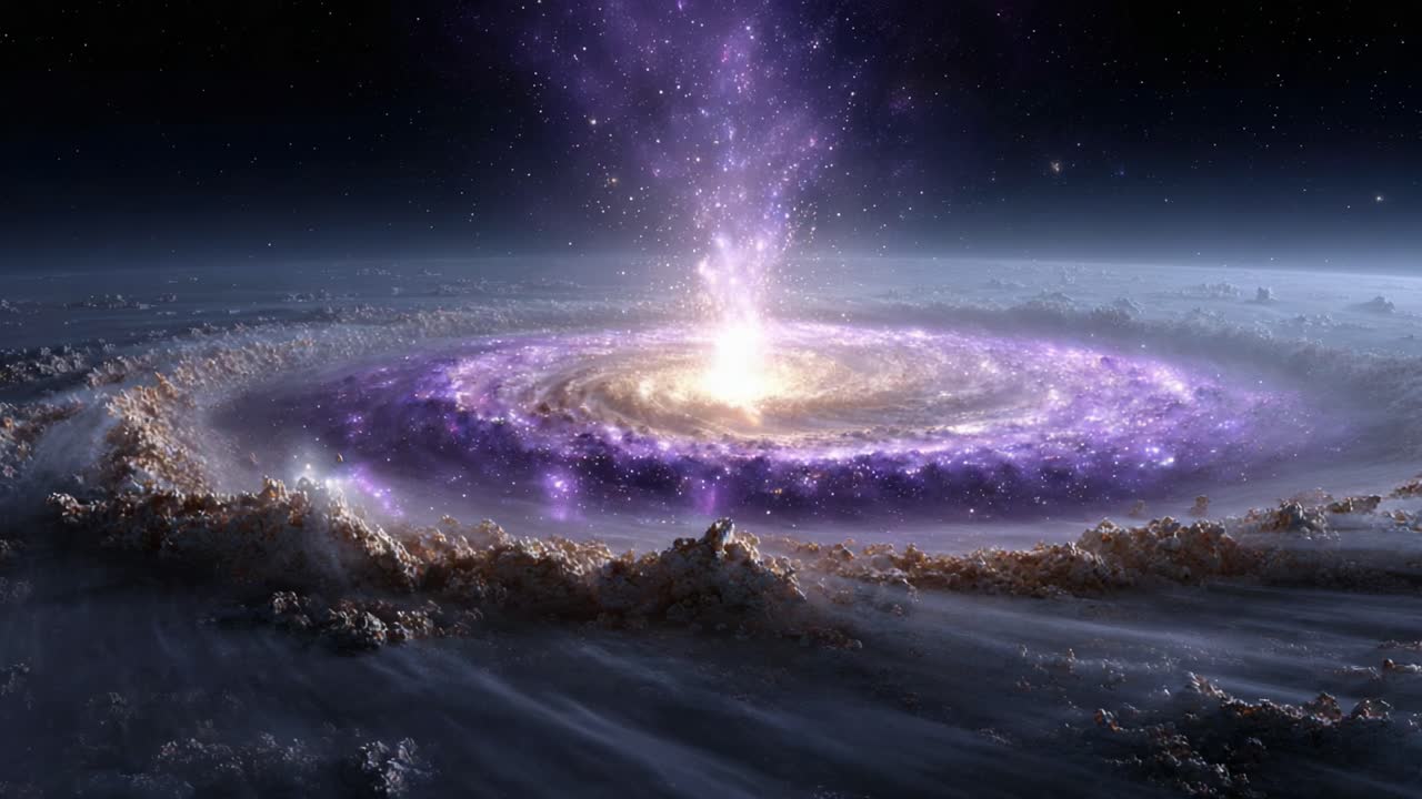 A Stunning Cosmic Display: The Vibrant Beauty of a Galaxy in Formation with a Central Supernova Emanating Rays of Light and Energy Across the Starry Expanse