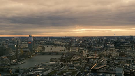 aerial view of london skyline at sunset