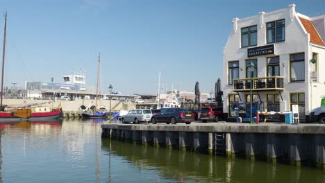 canal harbour scene in the netherlands