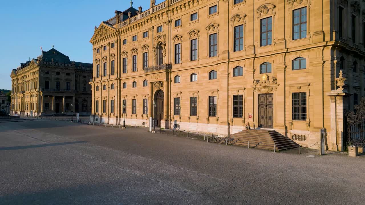4K Aerial Drone Video of Historic Residence Palace in Würzburg, Germany