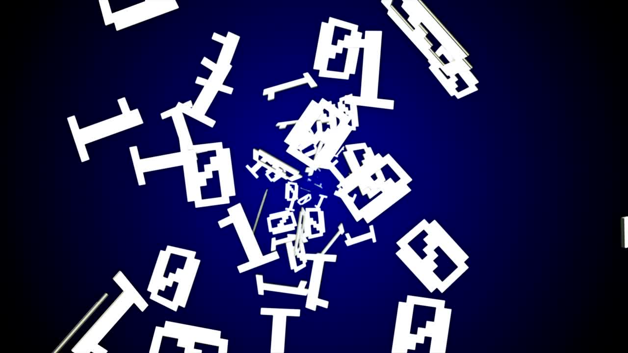 Binary Code Numbers Background Animation, Rendering, Loop