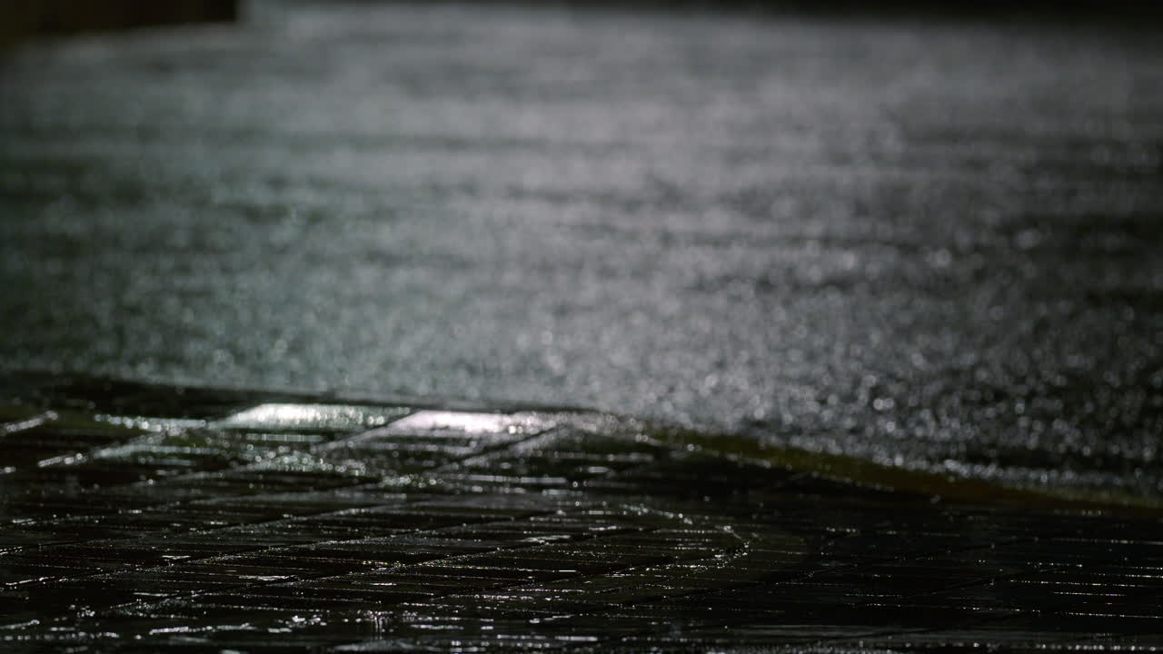 Rain in the city at night