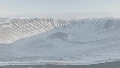backward motion shot of hverfjall volcano and crater in iceland, region of mývatn