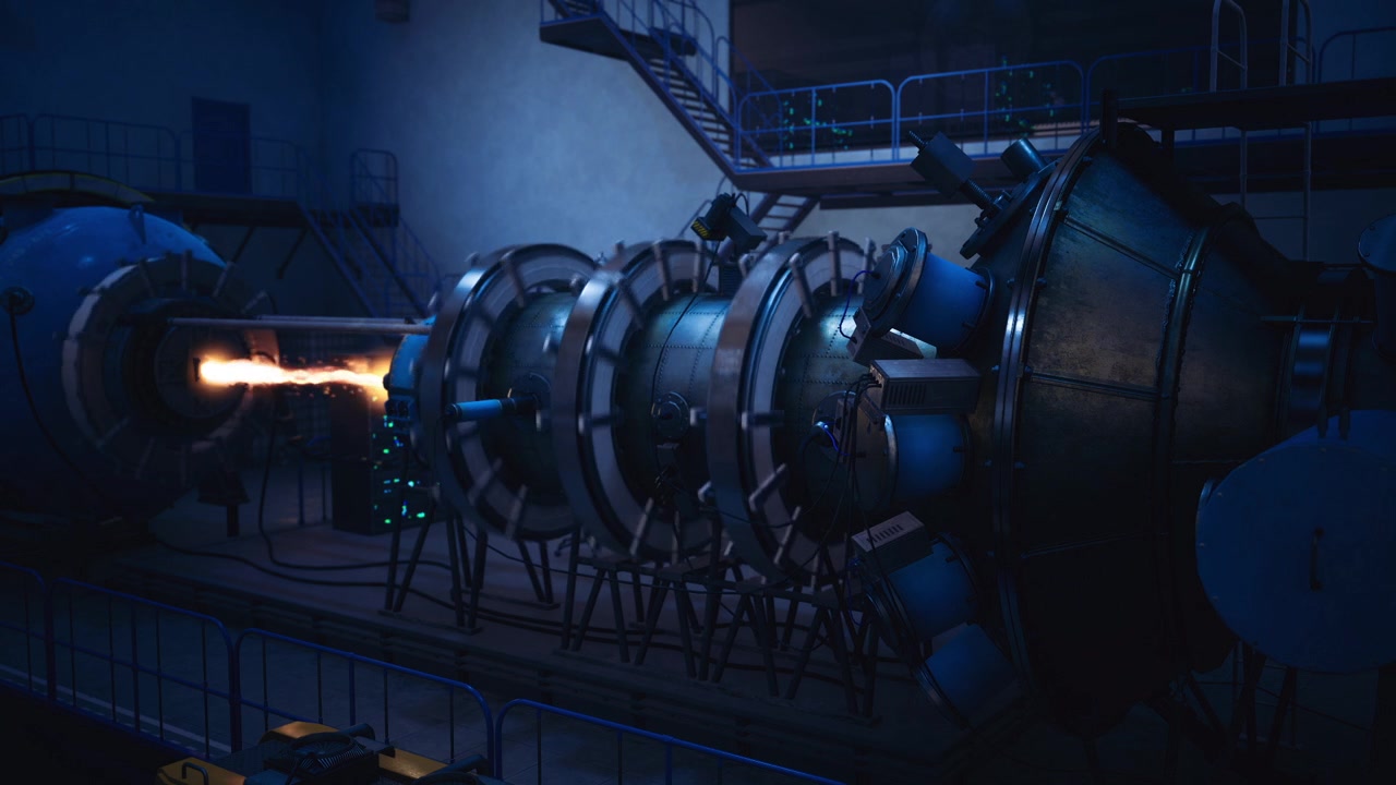 Testing of jet engine prototype with data collection and visual indicators