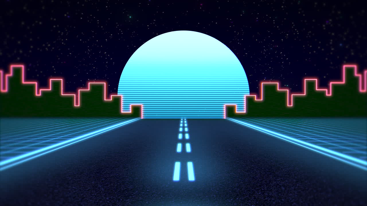 도로와 도시 1 모션 복고풍 추상 배경