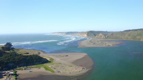 la boca spot surf for practicing water sports as kitesurfing, windsurfing landscape of the mouth in the navidad comuna near matanzas and puertecillo chile