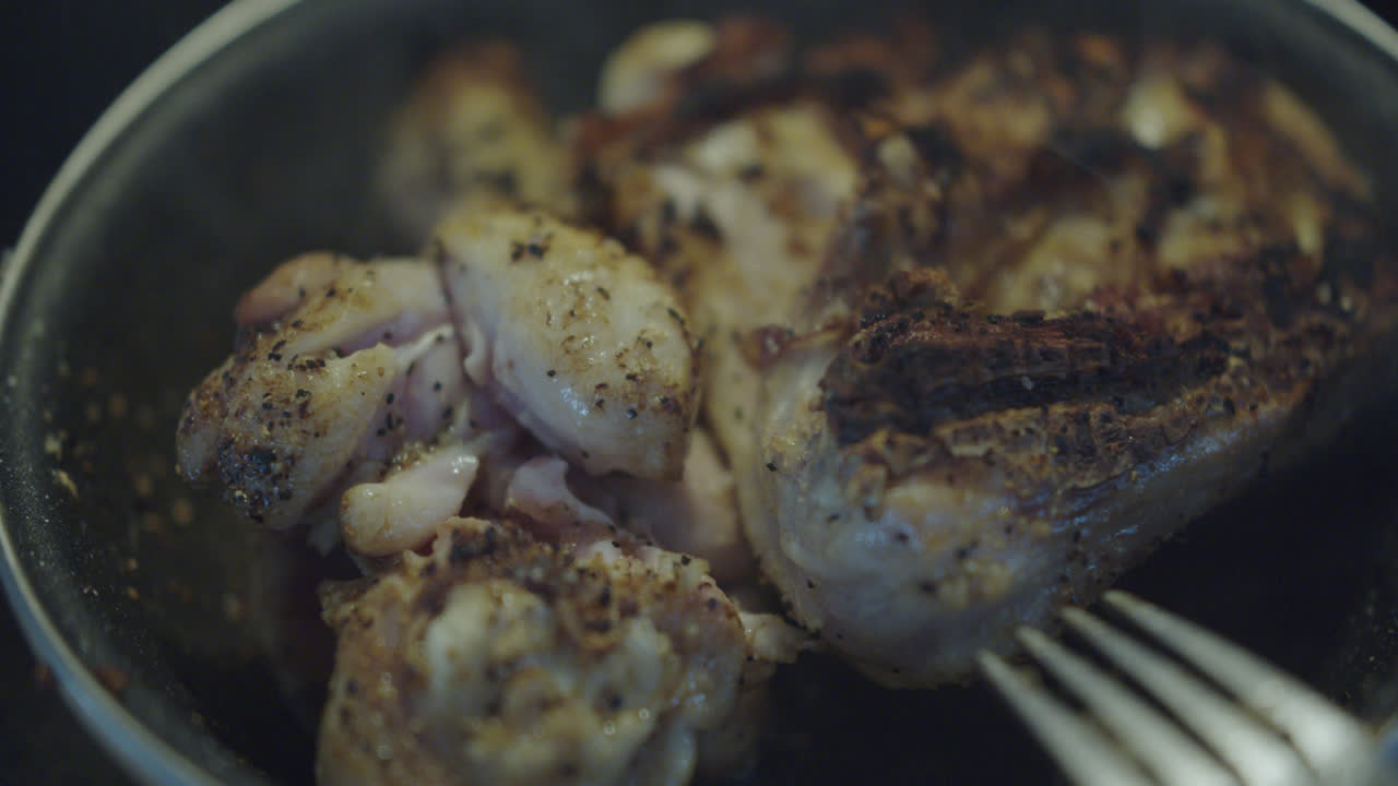 Seared Chicken Pieces in a Pan