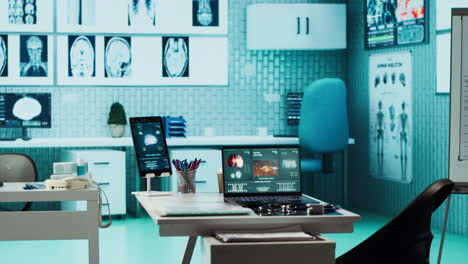 empty cabinet at the clinic features modern medical tools and gadgets