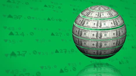 Dollar-bills-formed-like-a-globe-in-green-background