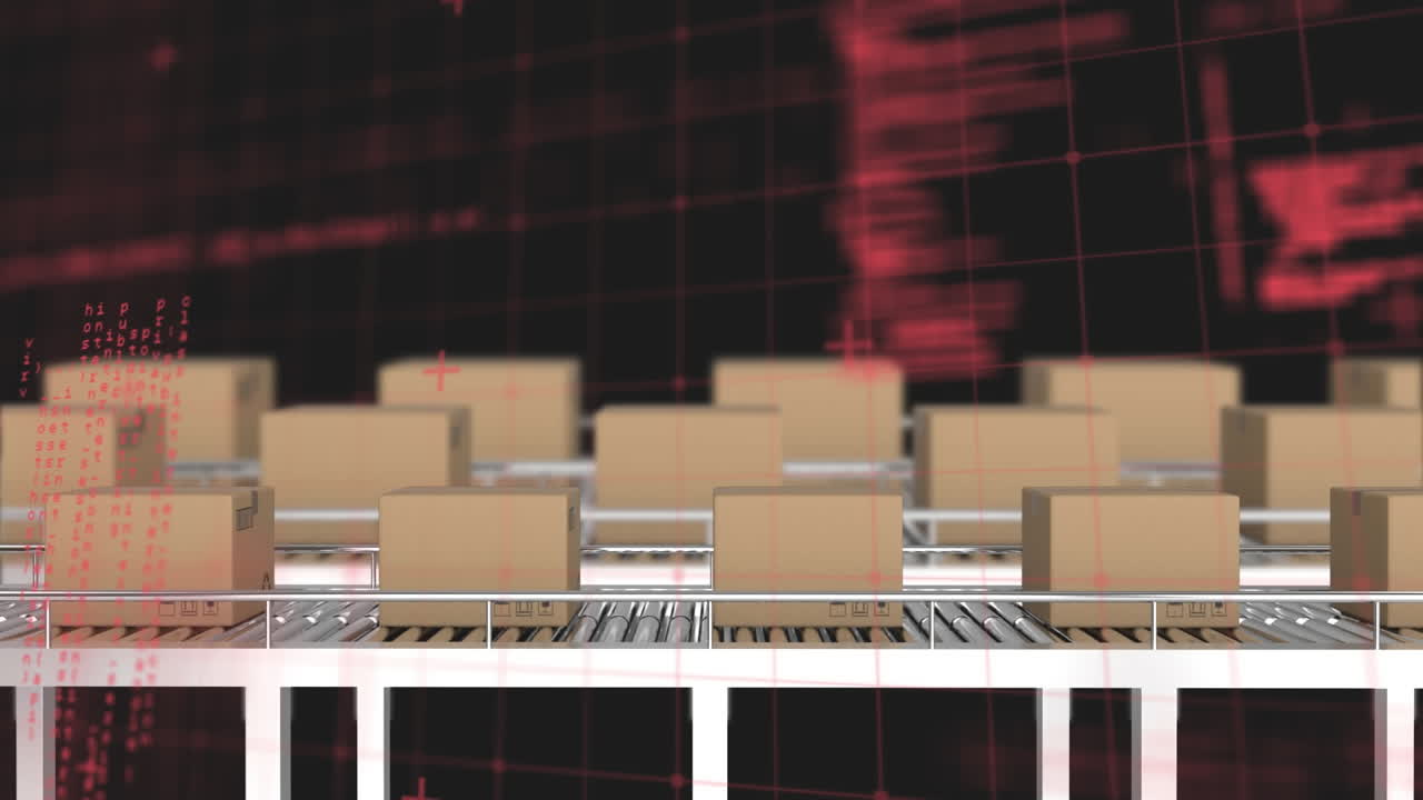 procesamiento de datos a través de la red de red contra múltiples cajas de entrega en la cinta transportadora