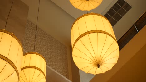 elegant hanging lamps in a hotel or restaurant lobby