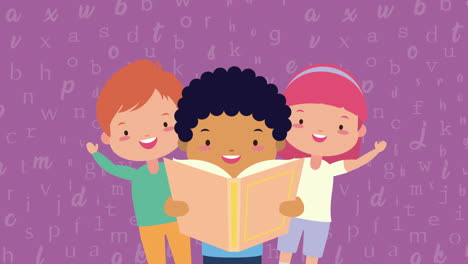 celebración del día mundial del libro con niños pequeños leyendo