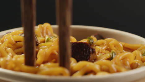 beef ramen with chopsticks