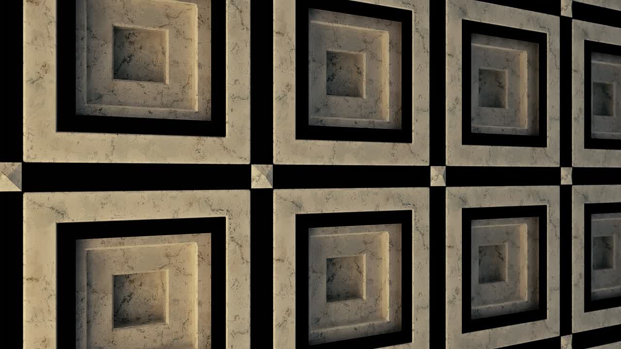 concepto de arquitectura, pared de cerámica de porcelana abstracta. animación. primer plano de azulejos de mármol abstractos para la decoración interior, bucle sin costuras