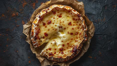 delicious oven baked camembert cheese on parchment paper