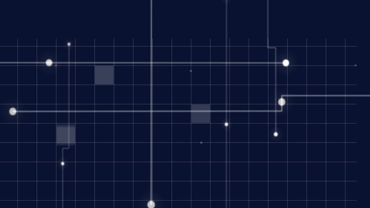 Grid with moving lines and dots, representing digital data flow animation