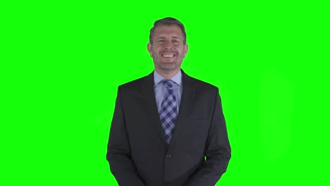 caucasian businessman laughing in the studio