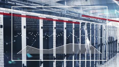 Animation-of-graphs,-lines-and-computer-language-in-rectangle-over-server-room