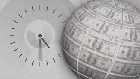 Dollar-bills-on-globe-with-clock