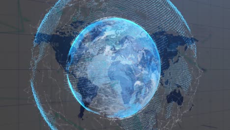 Animación-Del-Procesamiento-De-Datos-Sobre-El-Mapa-Mundial-Y-El-Globo-Terráqueo