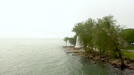 Foggy-Marblehead-Lighthouse-Aerial-4K