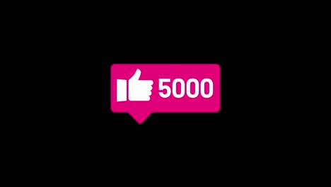 ​Social media like icon, 4K, till 5000 Count Up, Animation, video isolated Alpha Matte and green background