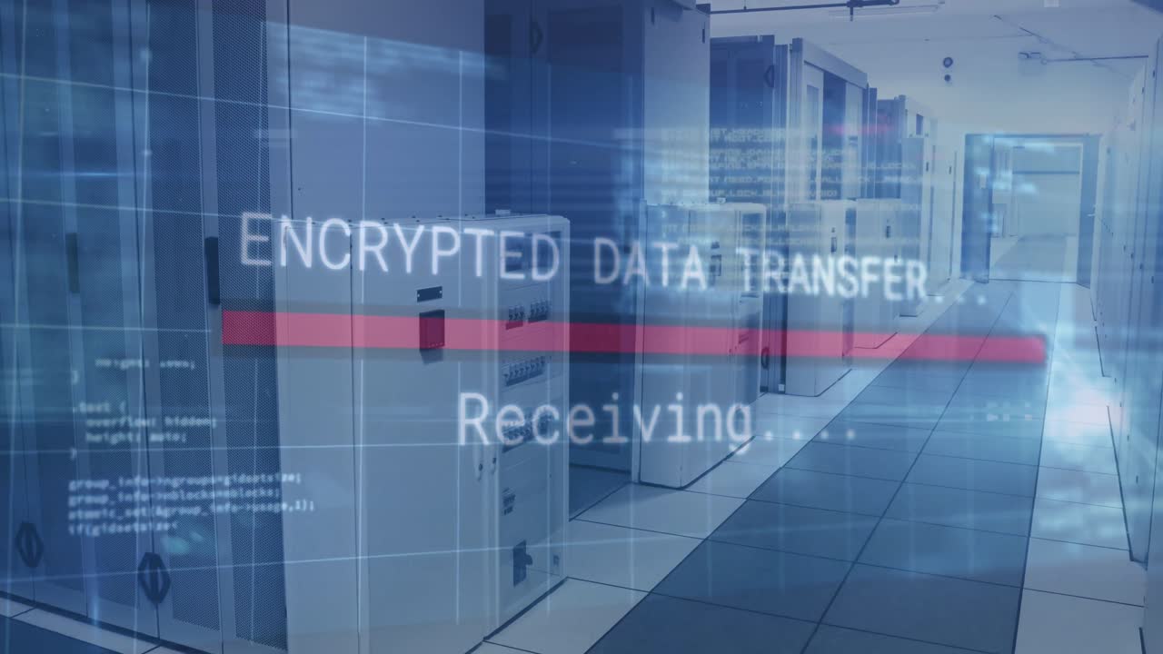 animación del procesamiento de datos a través de servidores informáticos