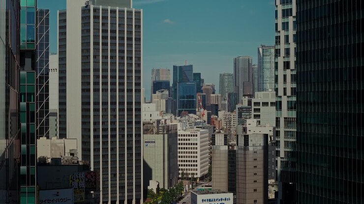 Paisagem urbana de arranha-céus em área urbana