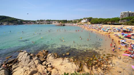 beautiful mediterranean beach of the costa brava girona leafy green vegetation and turquoise blue sea