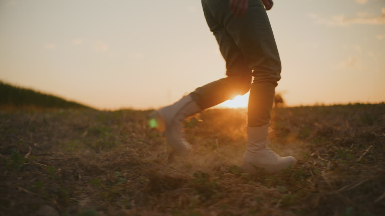 해가 지는 곳으로 걸어가는 것: 들판을 가로질러 평화로운 여행