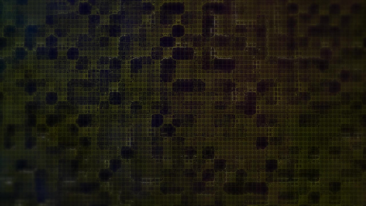 Abstract grid pattern with dark shapes, digital data processing animation