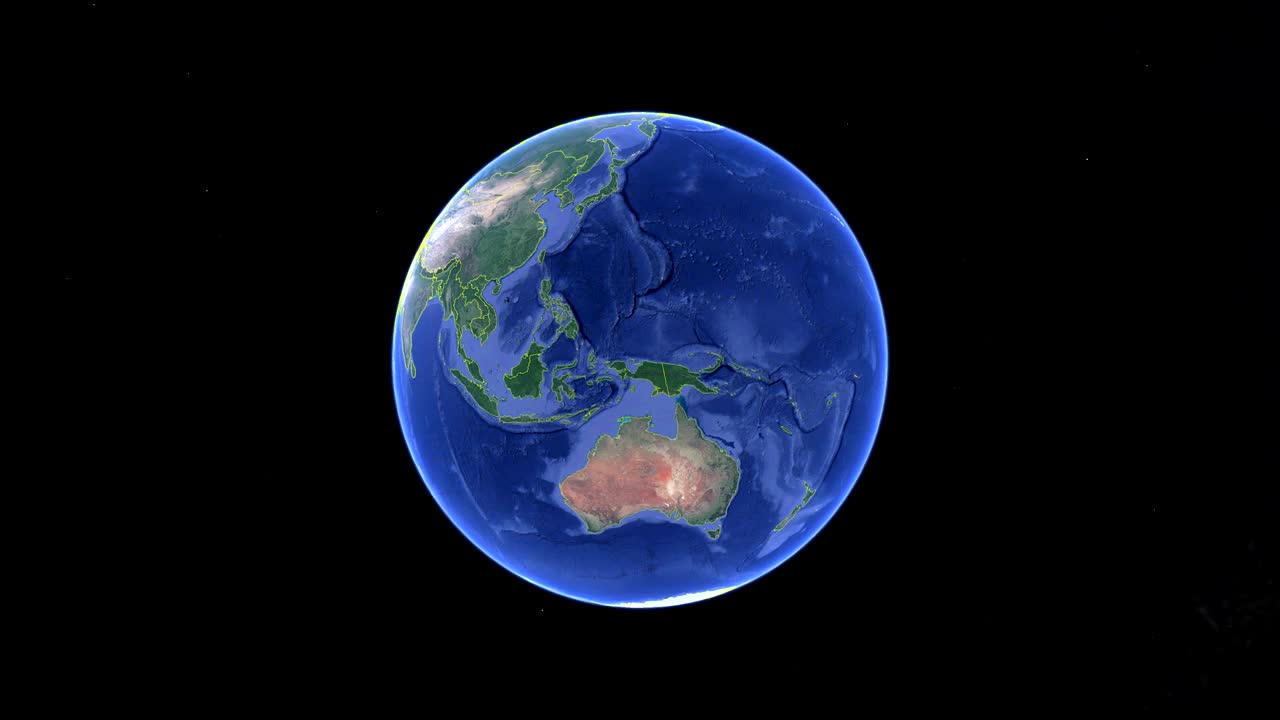 발과 함께 사모아: 우주에서 3d 지구 - 사모아 외부에서 확대