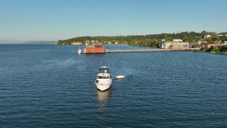 an anchored ship just outside of coupeville, washington