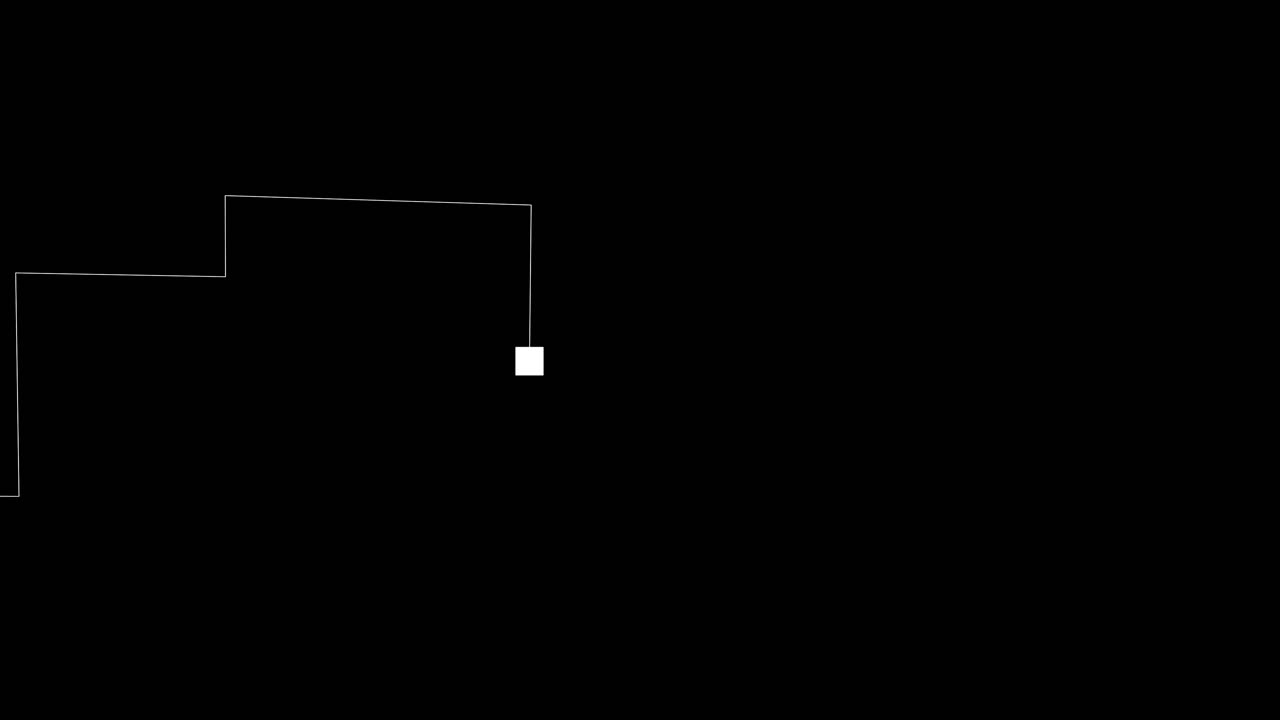 animación vectorial de un gráfico o gráfico de ángulo recto de dibujo de puntos blancos, movimiento caótico, fondo negro