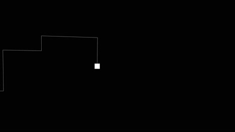 animación vectorial de un gráfico o gráfico de ángulo recto de dibujo de puntos blancos, movimiento caótico, fondo negro