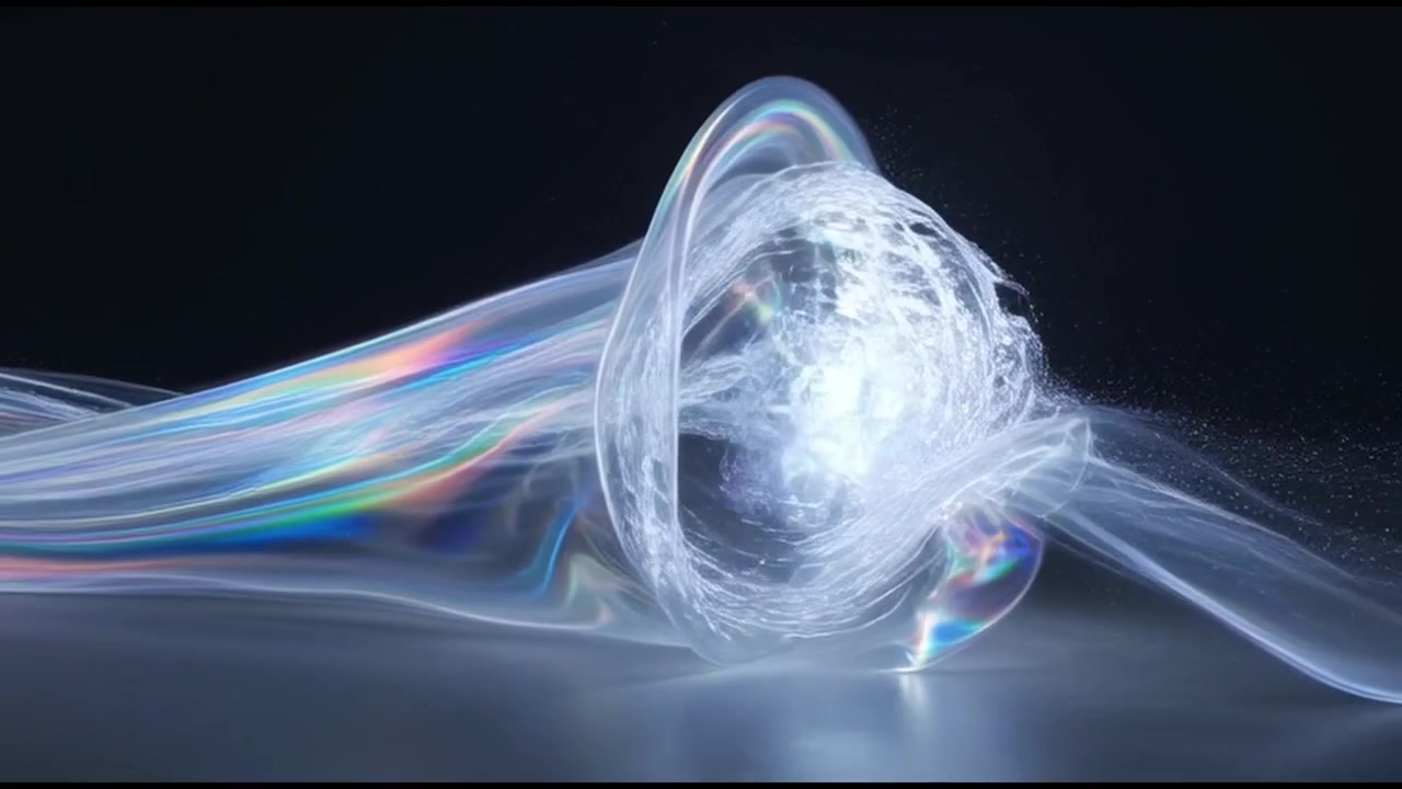 Sfera di energia iridescente astratta che emette particelle di luce