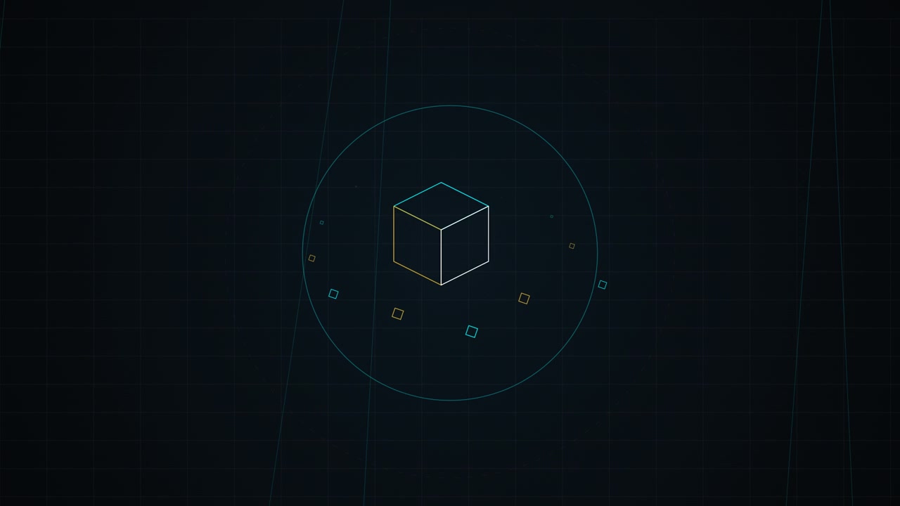 Abstract Digital Cube Animation on Dark Background