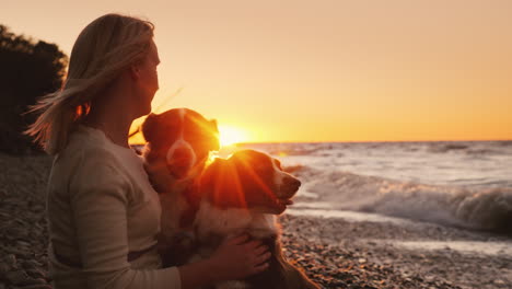 Autumn-Walk-In-The-Park-With-Two-Pets-Woman-Walking-Her-Dogs