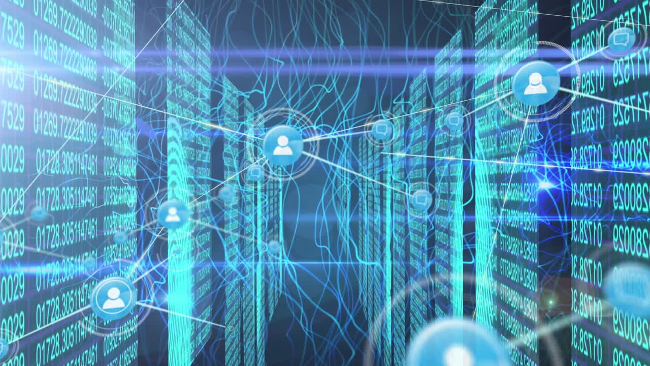 Animation of data processing and shapes over network of connections