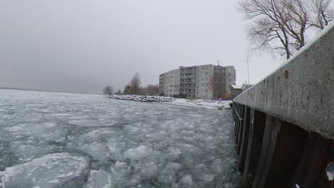 ice moving on lake scenic- day time