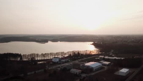 Lago-En-La-Ciudad-De-Olsztyn,-Vista-Aérea,-Polonia